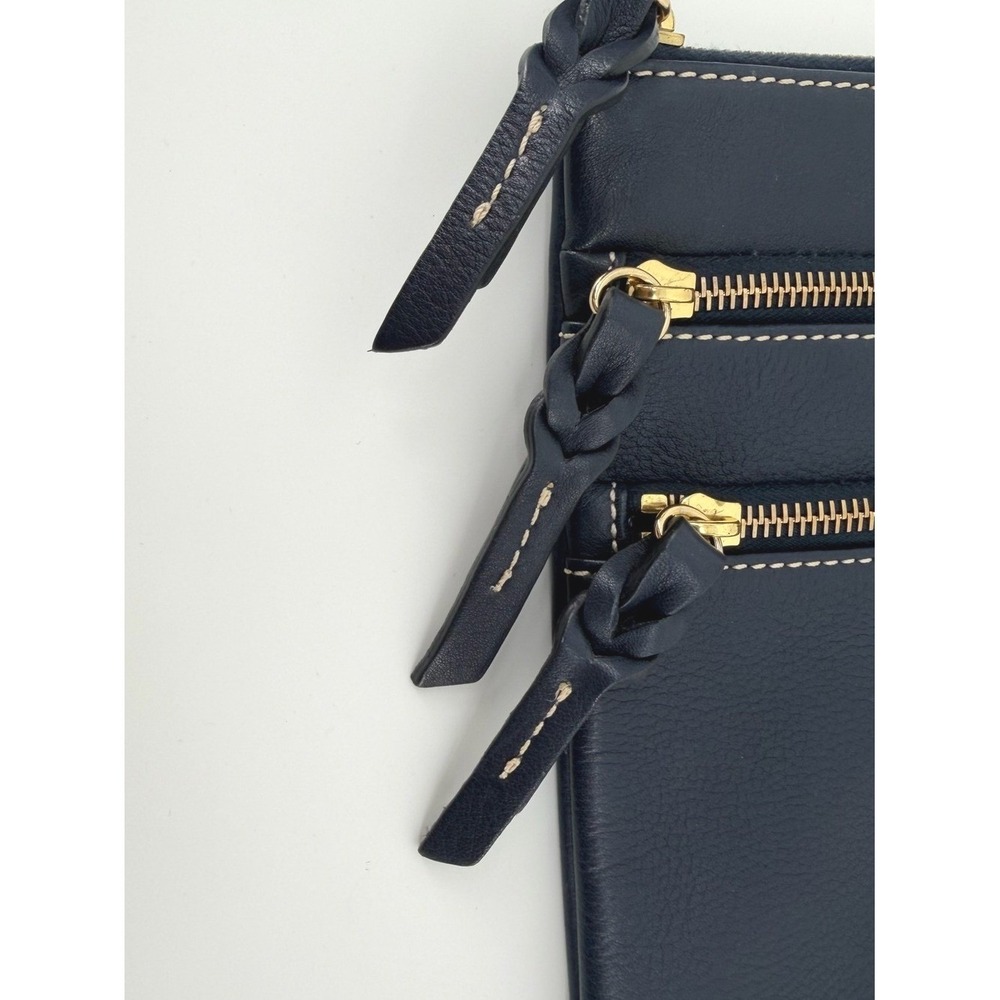 Dooney & Bourke Navy Blue Pebble Grain Leather Triple Zip Crossbody Bag - Picture 5 of 10